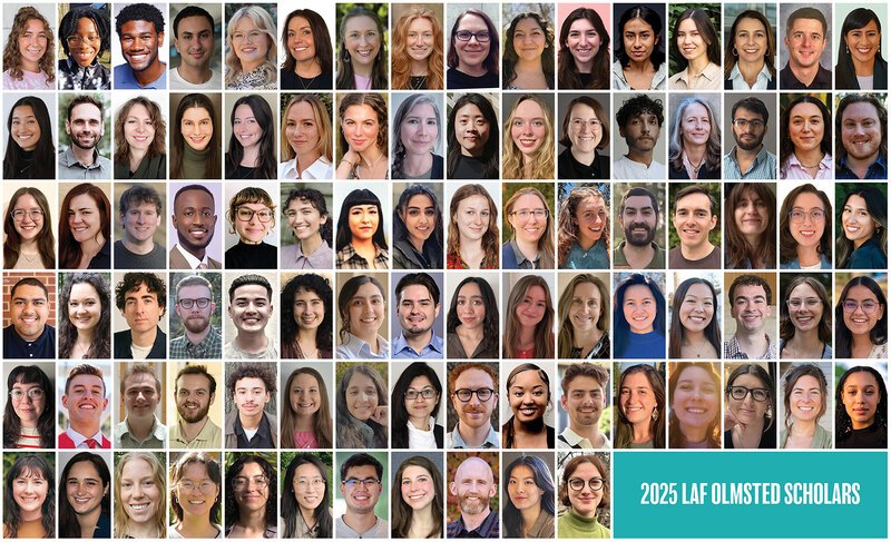 A grid of headshots of the 91 2025 LAF Olmsted Scholars
