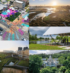 A collage of five landscape projects selected for the 2026 CSI program