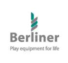 Logo with a stylized spiral shape in teal and gray above the word 'Berliner' in bold gray letters. Below 'Berliner,' the tagline 'Play equipment for life' is in smaller gray letters.