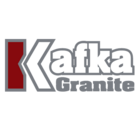 Logo with a stylized letter 'K', with the left half in solid red and the right half in white with a gray outline. To the right of the 'K' is the word 'afka' in white, lowercase letters with a gray outline. Below 'afka' is the word 'Granite' in gray letters.