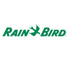 Logo with the words 'RAIN BIRD' in green capital letters with a stylized green bird in flight positioned between the two words